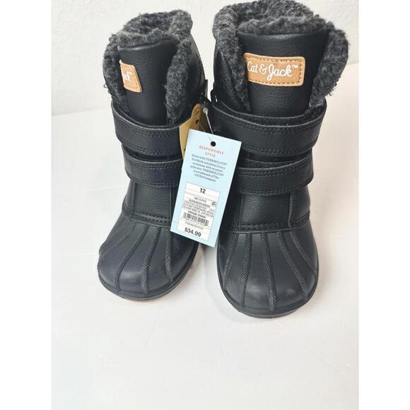 Toddler Denver Winter Boots - Cat & Jack Black Size 12 - Picture 3 of 9
